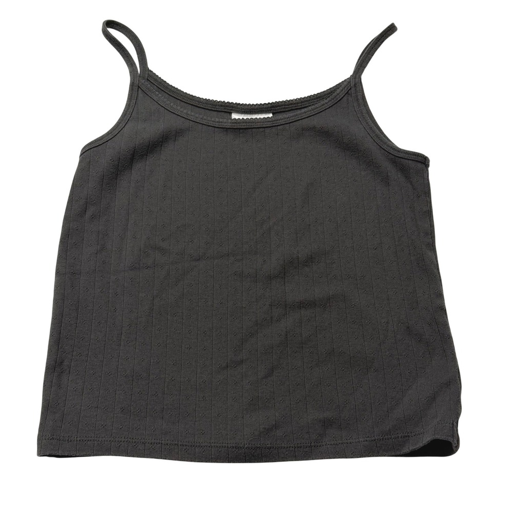 Gap Teen Cami Tank Top Soft Black Pointelle Ribbed Girls 18-20 90's